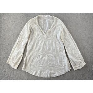 Johnny Was Tunic Top Womens Small White Lace Embroidered Eyelet Boho